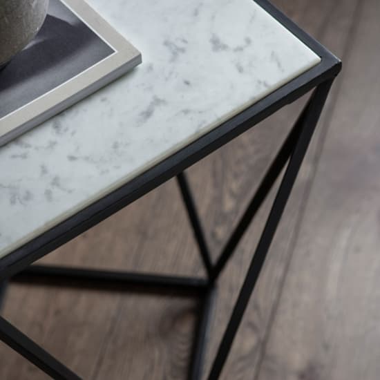 Halfords White Marble Top Side Table With Black Metal Frame_3