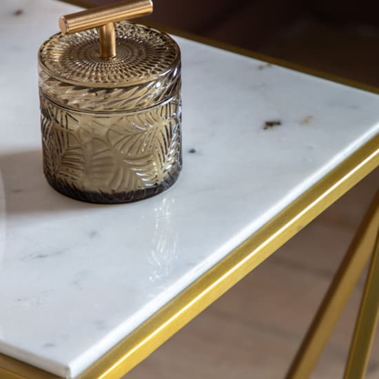 Halfords White Marble Top Side Table With Gold Metal Frame_3