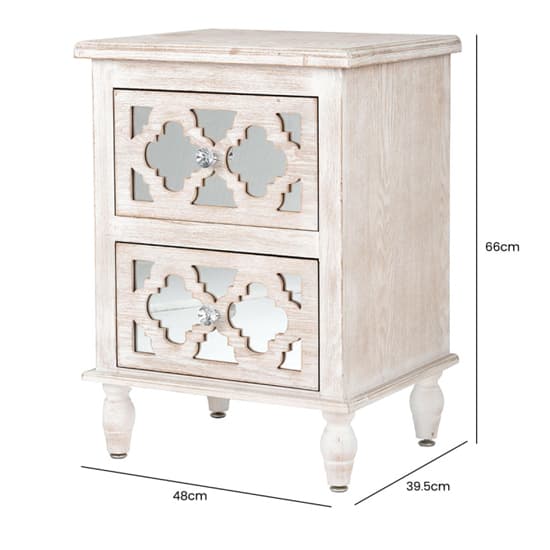 Halifax Mirrored Bedside With 2 Drawers In Natural Furniture