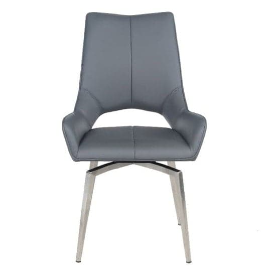 Scissett Grey White Faux Leather Dining Chairs In Pair_3