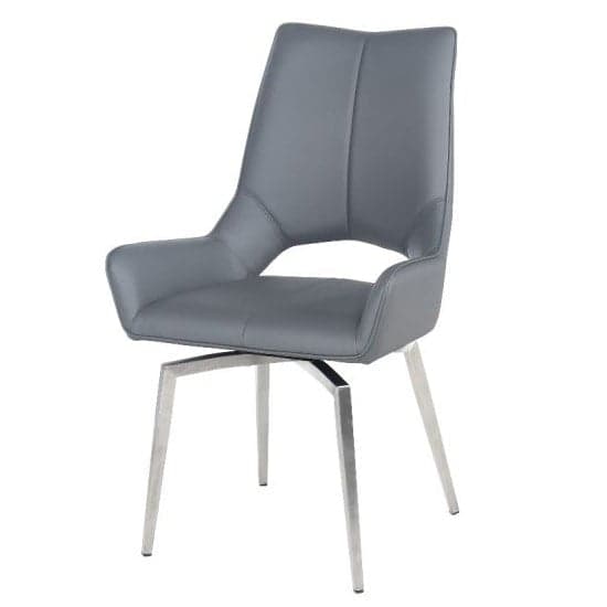Scissett Grey White Faux Leather Dining Chairs In Pair_2
