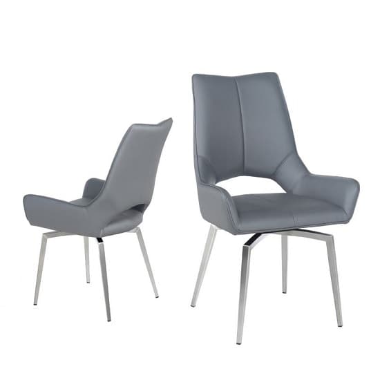 Scissett Grey White Faux Leather Dining Chairs In Pair_7