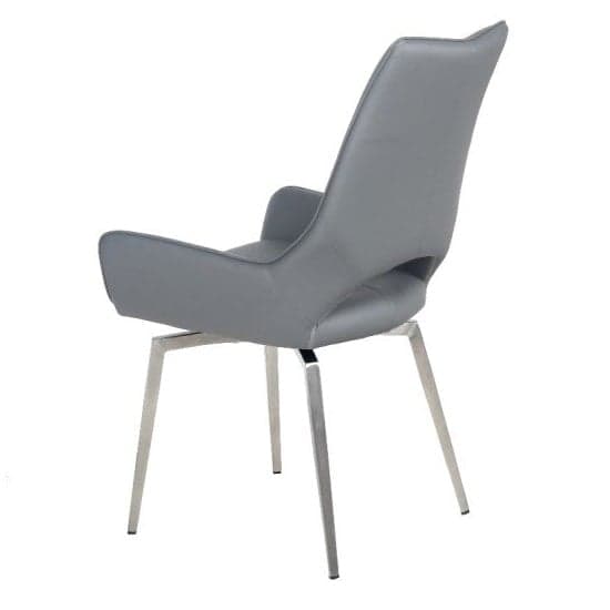 Scissett Grey White Faux Leather Dining Chairs In Pair_5