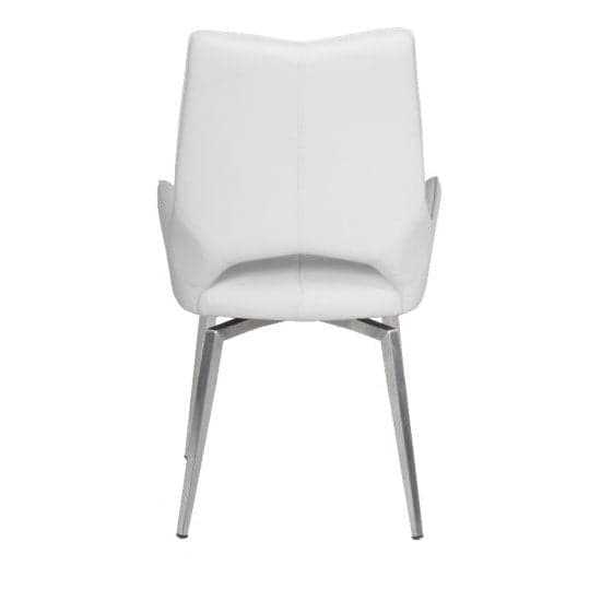 Scissett Swivel White Faux Leather Dining Chairs In Pair_6