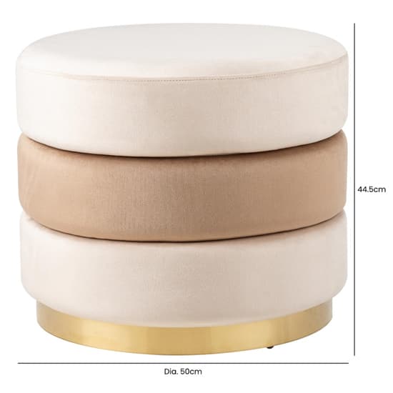 Halle Fabric Round Ottoman In Cream And Dark With Chrome Base_3