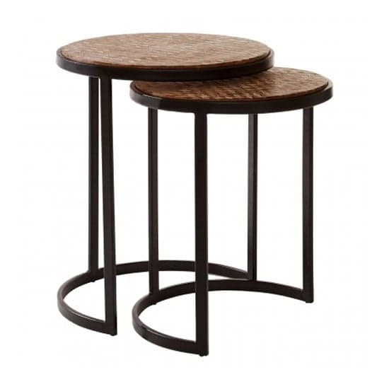 Hallo Wooden Set Of 2 Side Tables With Metal Frame In Natural_2