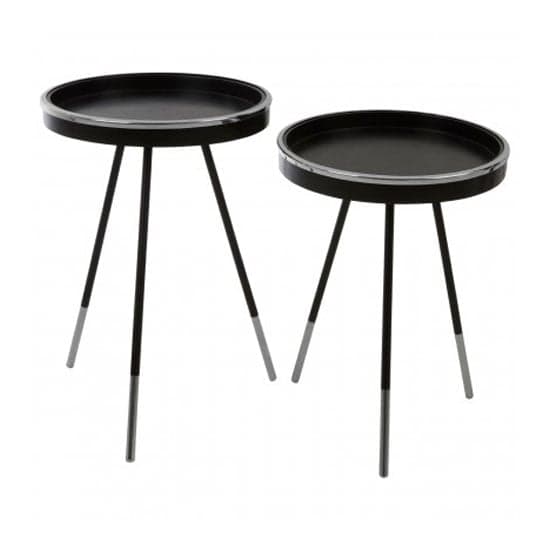 Hallo Round Wooden Set Of 2 Side Tables In Black_2
