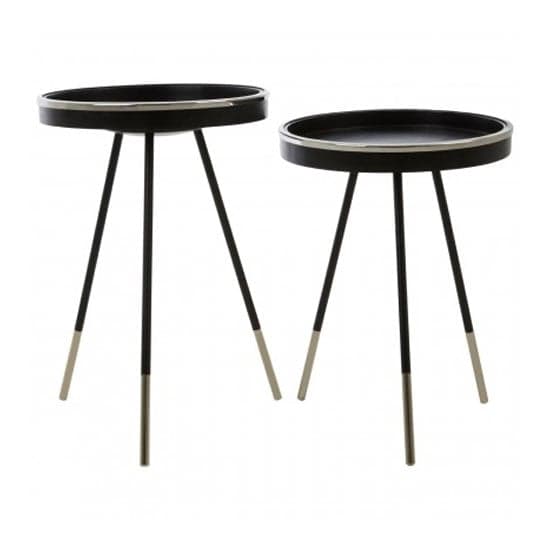 Hallo Round Wooden Set Of 2 Side Tables In Black_1
