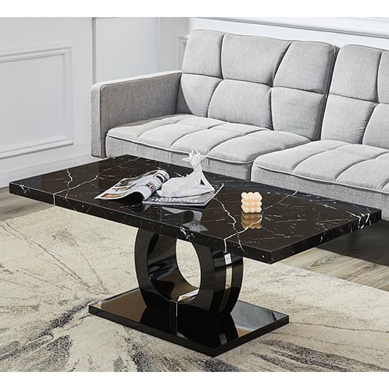 Halo High Gloss Coffee Table In Black And Milano Marble Effect_1