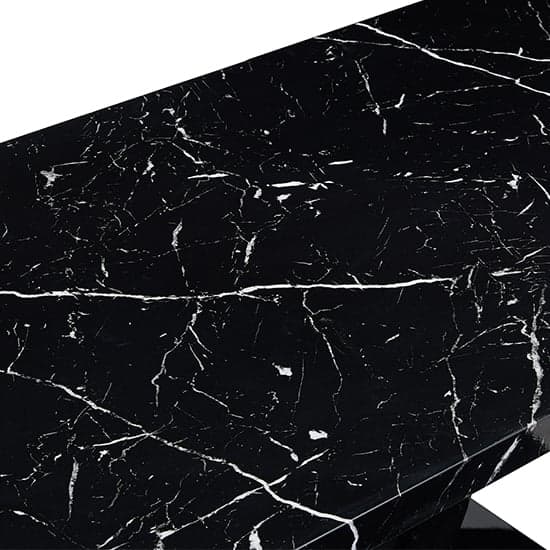 Halo High Gloss Console Table In Black And Milano Marble Effect_3