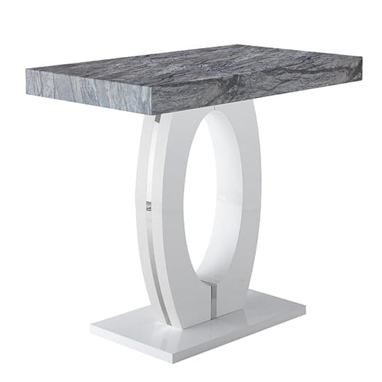 Halo High Gloss Bar Table In White And Melange Marble Effect_2