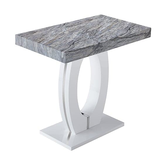 Halo High Gloss Bar Table In White And Melange Marble Effect_4