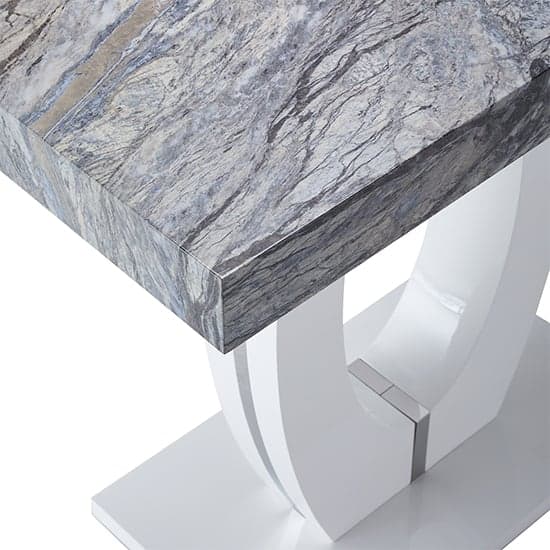 Halo High Gloss Bar Table In White And Melange Marble Effect_6