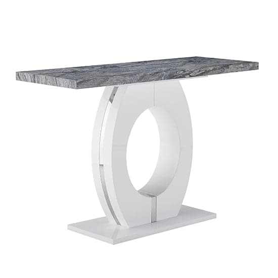 Halo High Gloss Console Table In White And Melange Marble Effect_3