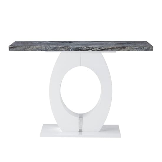 Halo High Gloss Console Table In White And Melange Marble Effect_4