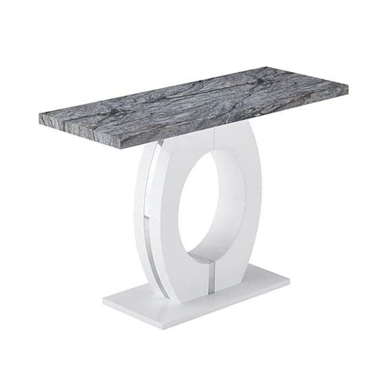 Halo High Gloss Console Table In White And Melange Marble Effect_5