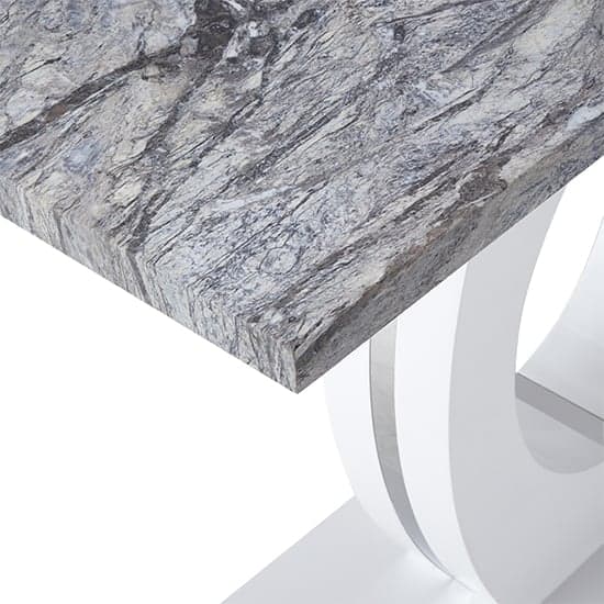 Halo High Gloss Console Table In White And Melange Marble Effect_7