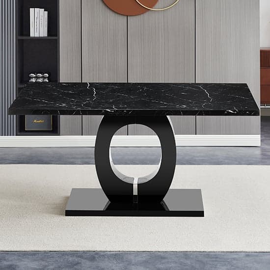 Halo High Gloss Dining Table In Milano Marble Effect_3