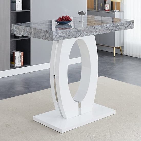 Halo Melange High Gloss Bar Table With 4 Candid Black Stools_2