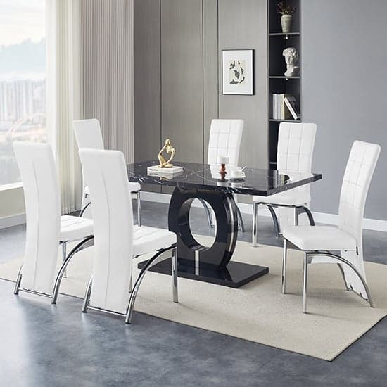 Halo Milano Effect Gloss Dining Table 6 Ravenna White Chairs_1