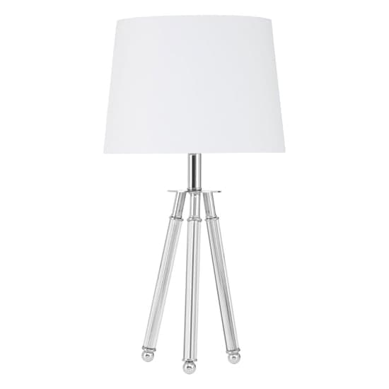 Haloca White Fabric Shade Table Lamp With Chrome Tripod Base_2