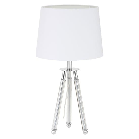 Haloca White Fabric Shade Table Lamp With Chrome Tripod Base_1