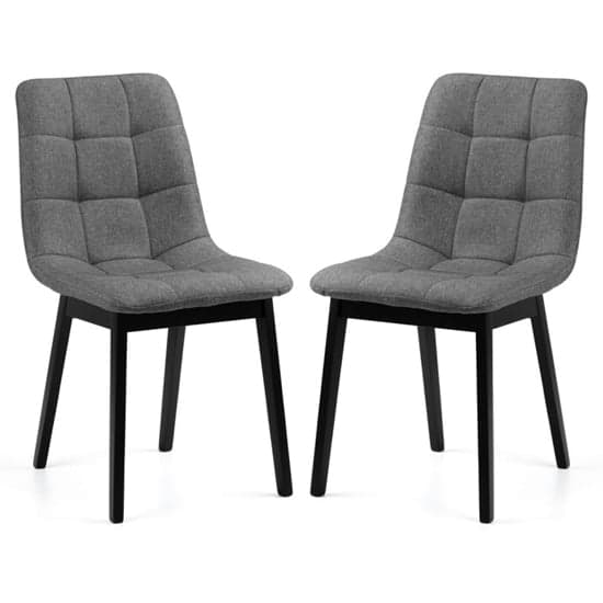 Halver Grey Linen Fabric Dining Chairs In Pair_1