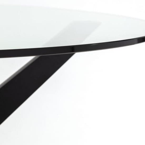 Halver Round Clear Glass Dining Table With Black Wooden Legs_2