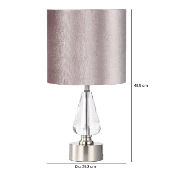 Hamburg Light Grey Velvet Shade Table Lamp With Crystal Base_2