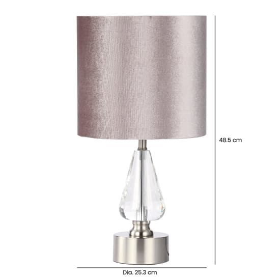 Hamburg Light Grey Velvet Shade Table Lamp With Crystal Base_6