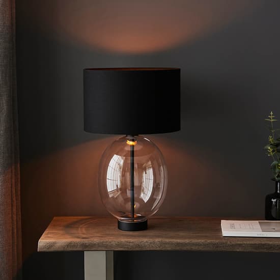 Hamel Black Shade Touch Table Lamp In Oval Glass Base_3