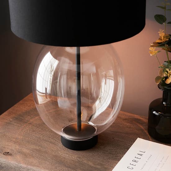 Hamel Black Shade Touch Table Lamp In Oval Glass Base_4