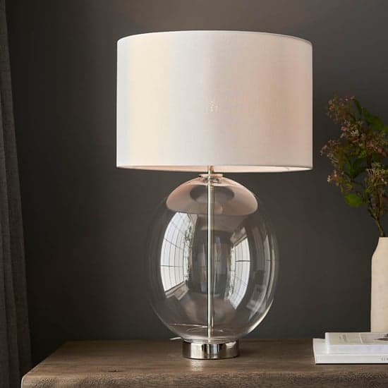 Hamel White Shade Touch Table Lamp With Oval Glass Base_2