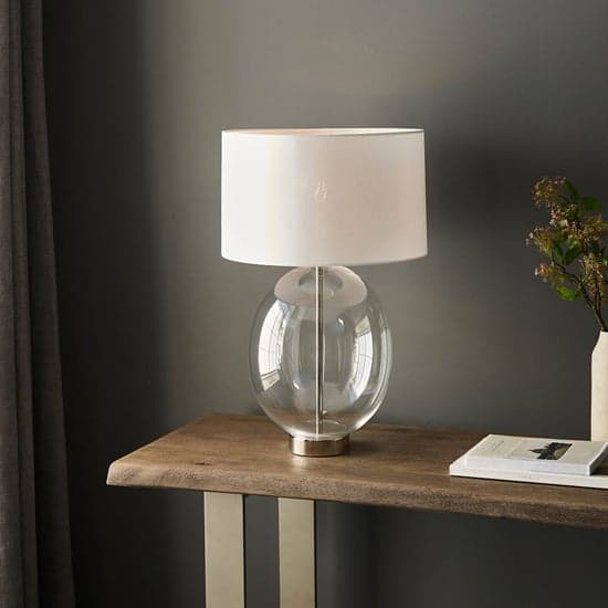 Hamel White Shade Touch Table Lamp With Oval Glass Base_3