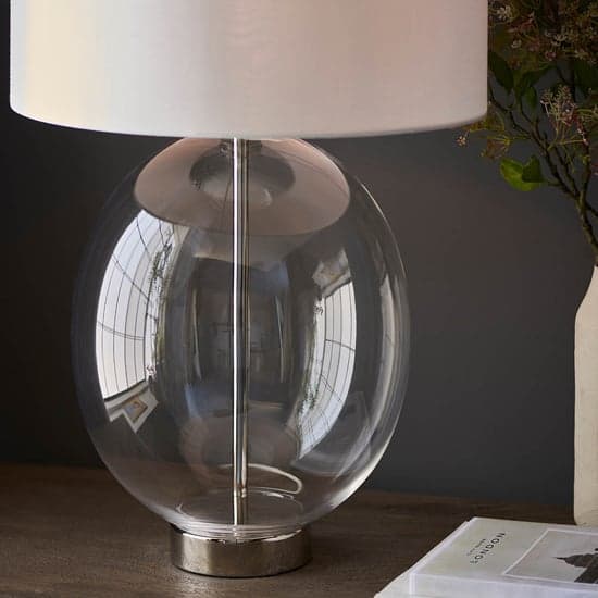 Hamel White Shade Touch Table Lamp With Oval Glass Base_4