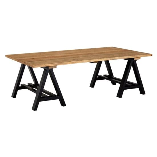 Hampro Wooden Coffee Table With Black Metal Legs In Natural_1