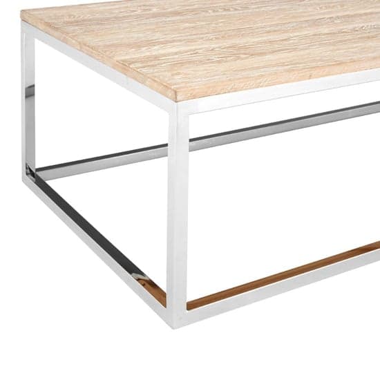 Hampro Wooden Coffee Table With Silver Frame In Natural_2