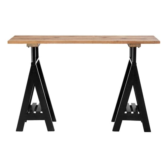 Hampro Wooden Console Table With Black Metal Legs In Natural_2
