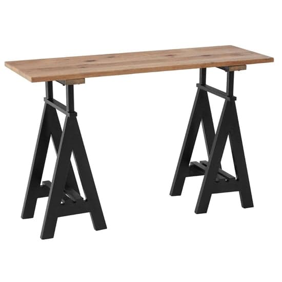 Hampro Wooden Console Table With Black Metal Legs In Natural_1