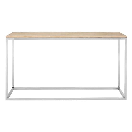Hampro Wooden Console Table With Silver Frame In Natural_2