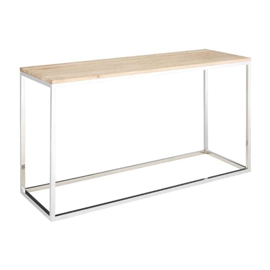 Hampro Wooden Console Table With Silver Frame In Natural_1