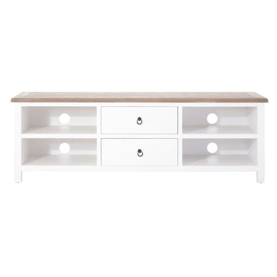 Hampro Wooden TV Stand With 2 Drawers In Oak And White_2