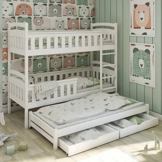 Hampton Wooden Bunk Bed And Trundle In White Furniture in Fashion