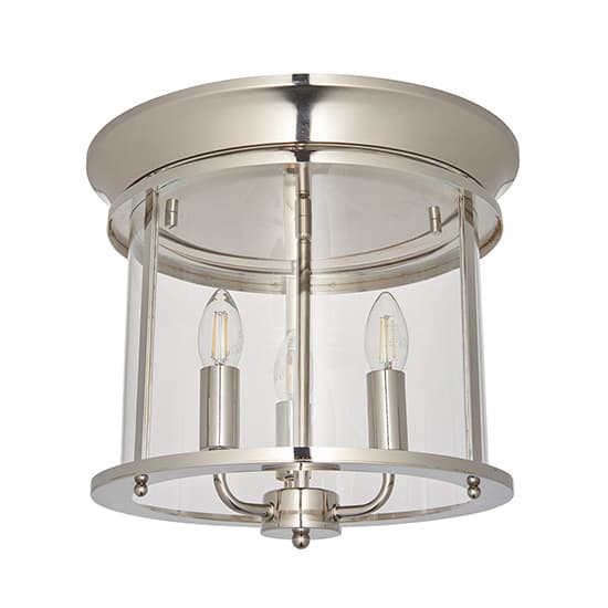 Hampworth 3 Lights Clear Glass Ceiling Light In Bright Nickel_5