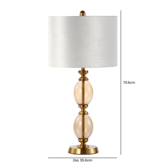 Hanford Cream Velvet Shade Table Lamp With Amber Brown Glass Base_2