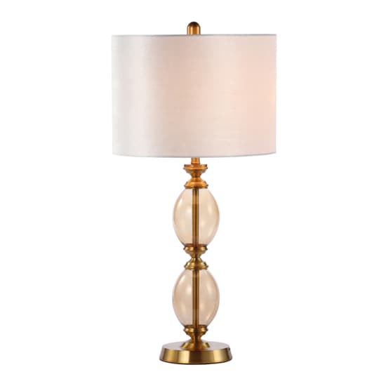Hanford Cream Velvet Shade Table Lamp With Amber Brown Glass Base_3