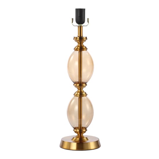 Hanford Cream Velvet Shade Table Lamp With Amber Brown Glass Base_4
