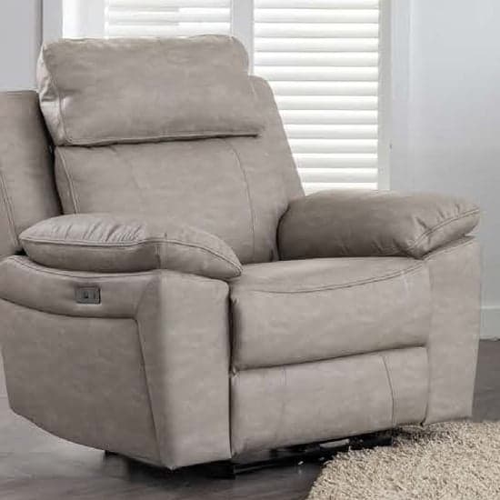Hanford Electric Fabric Recliner 1 Seater Sofa In Silver Grey_1