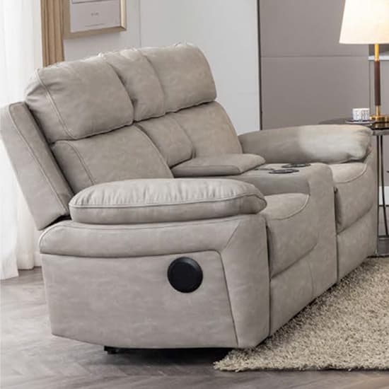 Hanford Electric Fabric Recliner 2 Seater Sofa In Silver Grey_1