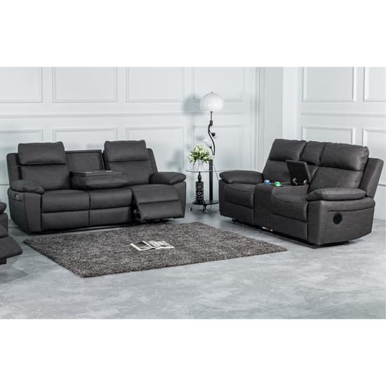 Hanford Electric Fabric Recliner 3+2 Sofa Set In Dark Grey_1